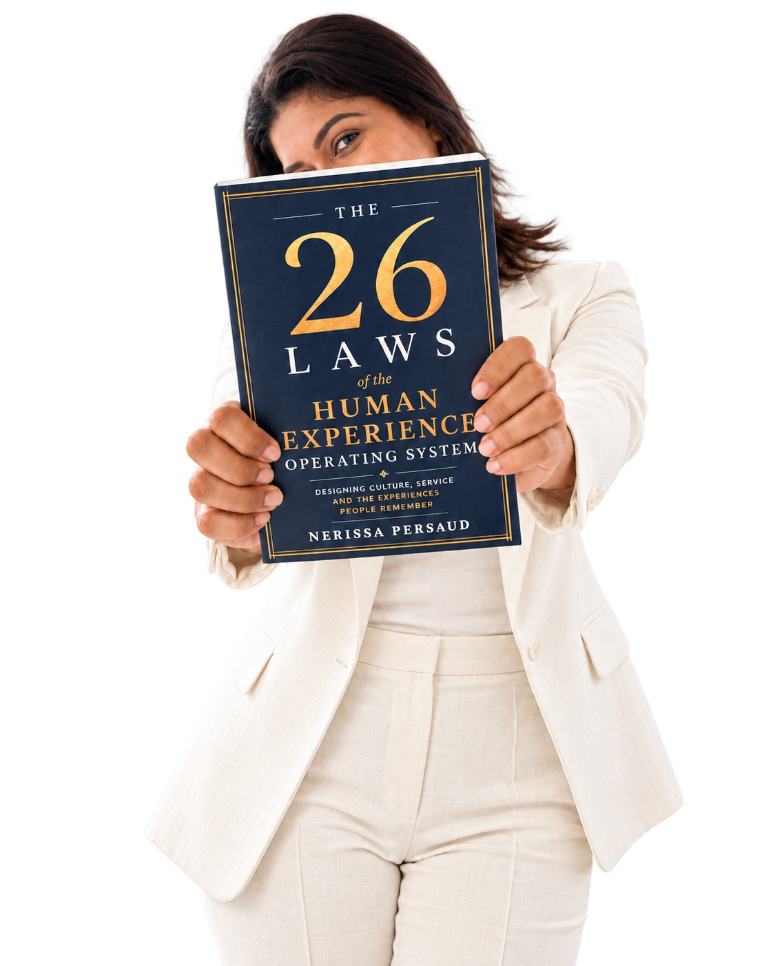 Nerissa Persaud holding The 26 Laws of the Human Experience Operating System